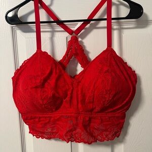 Aerie Padded Bralette in Red. XXL.